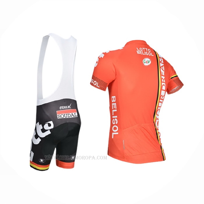 2014 Ropa Ciclismo Lotto Belisol Naranja Mangas Corta y Culotte Corto